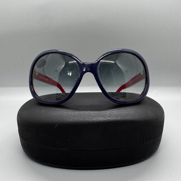 Authentic Chanel Colorful Blue/Red Rainbow Logo Oversized Frame Sunglasses 5138 - Picture 3 of 16